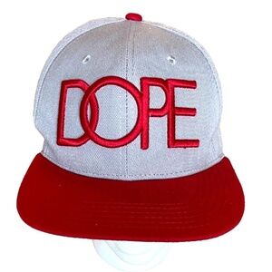 DOPE Couture Snapback Trucker Cap; Streetwear; Grey/Red; Adjustable